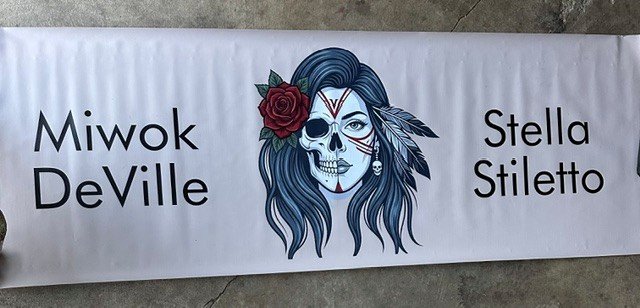 Banner to hang in my new canopy so i dont have to sit out in the hot sun and others can get some shade with me